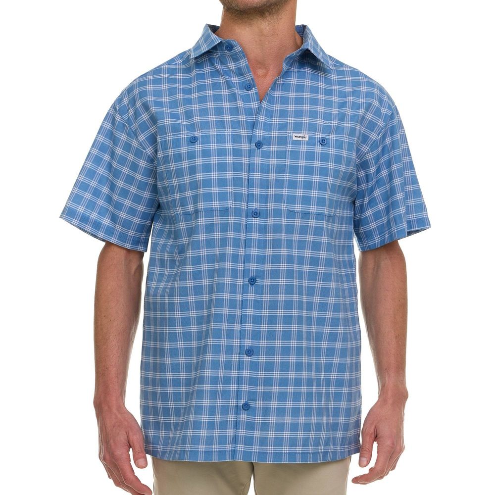 NEW Wrangler Short Sleeve Plaid Woven Button Down Shirt